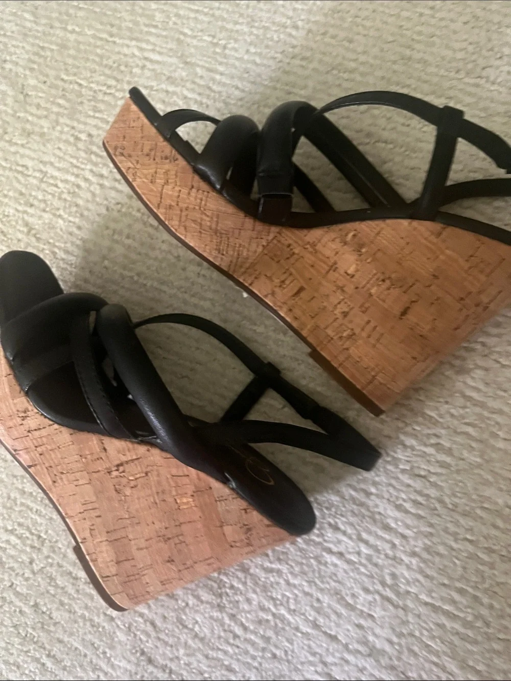 NEW Jessica Simpson Black Multi-Strap Wedge Sandals